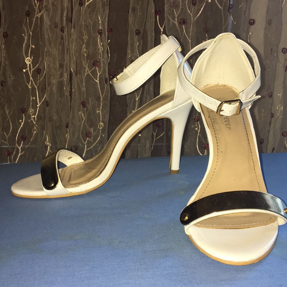 White leather heels